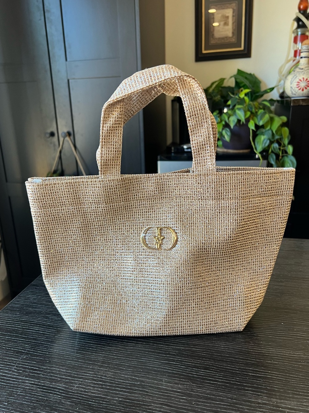 Dior Gold Woven Tote Bag